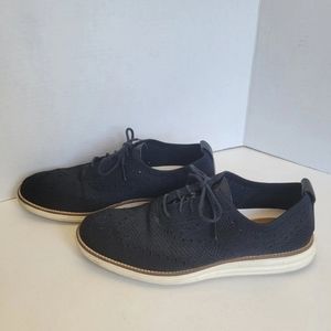 Cole Haan Men Shoes Stitchlite Black Wingtip Oxford Dress Size 9 M Knit Grand